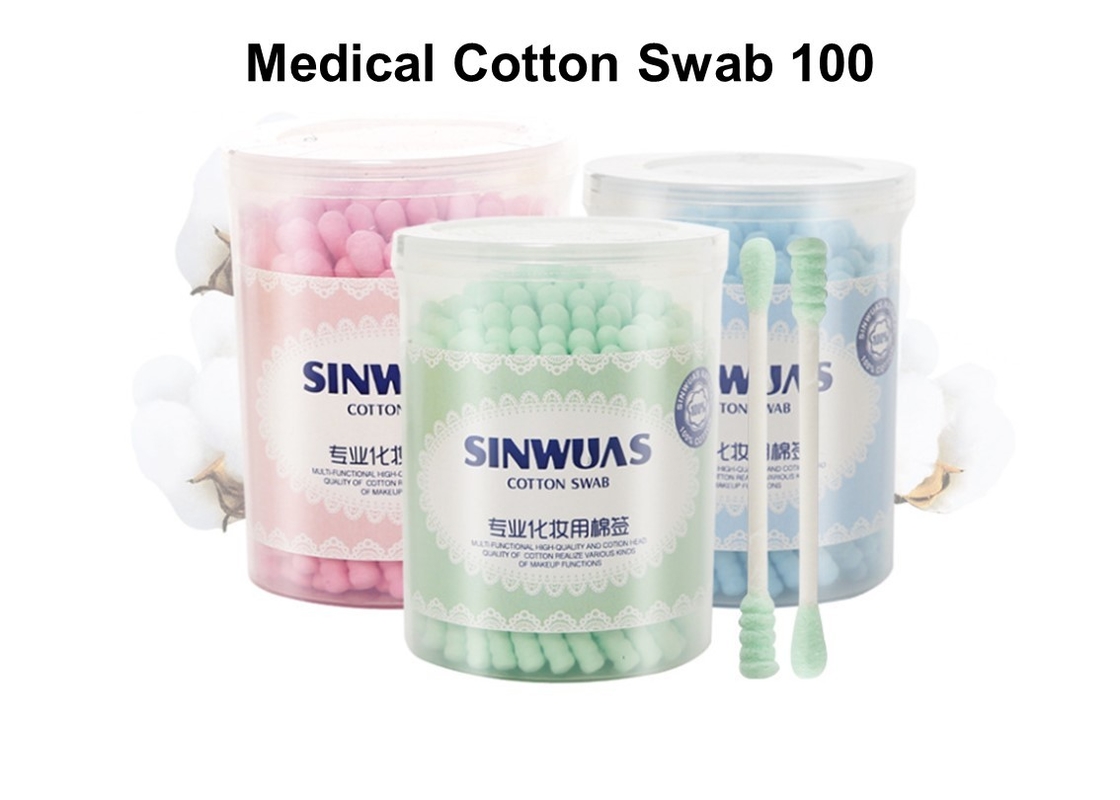 Medical Safety Cotton Swabs , Sterile Cotton Tipped Swabs For Residual Makeup Powder